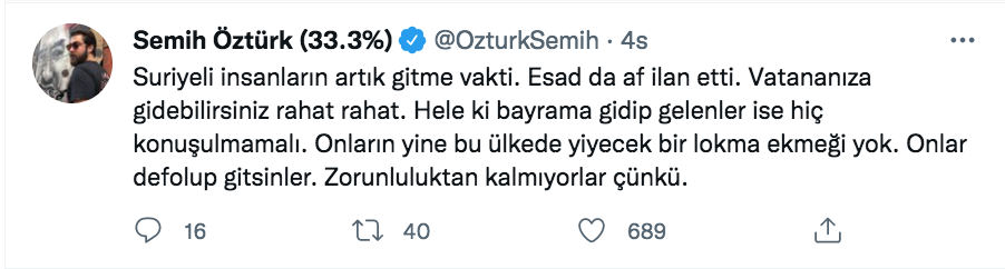 semih ozturk ten dikkat ceken multeci cikisi